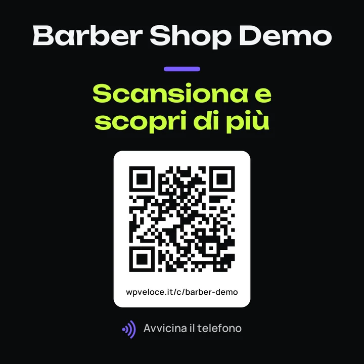 Card di esempio per un barber shop