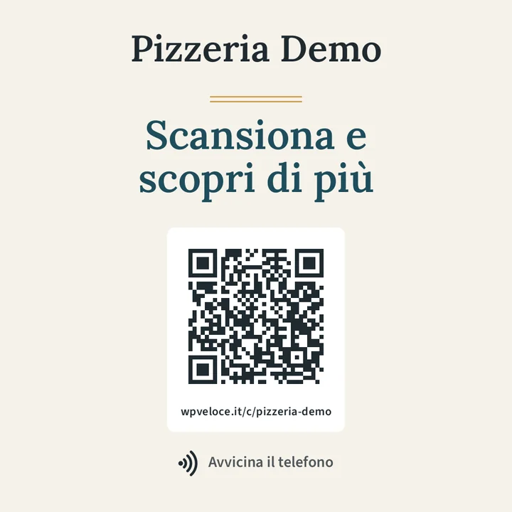 Card di esempio per una pizzeria