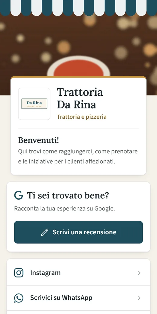 La tua pagina: esempio sul telefono