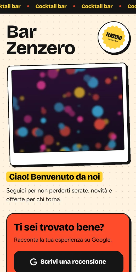 Pagina in stile Vibrant Social, esempio